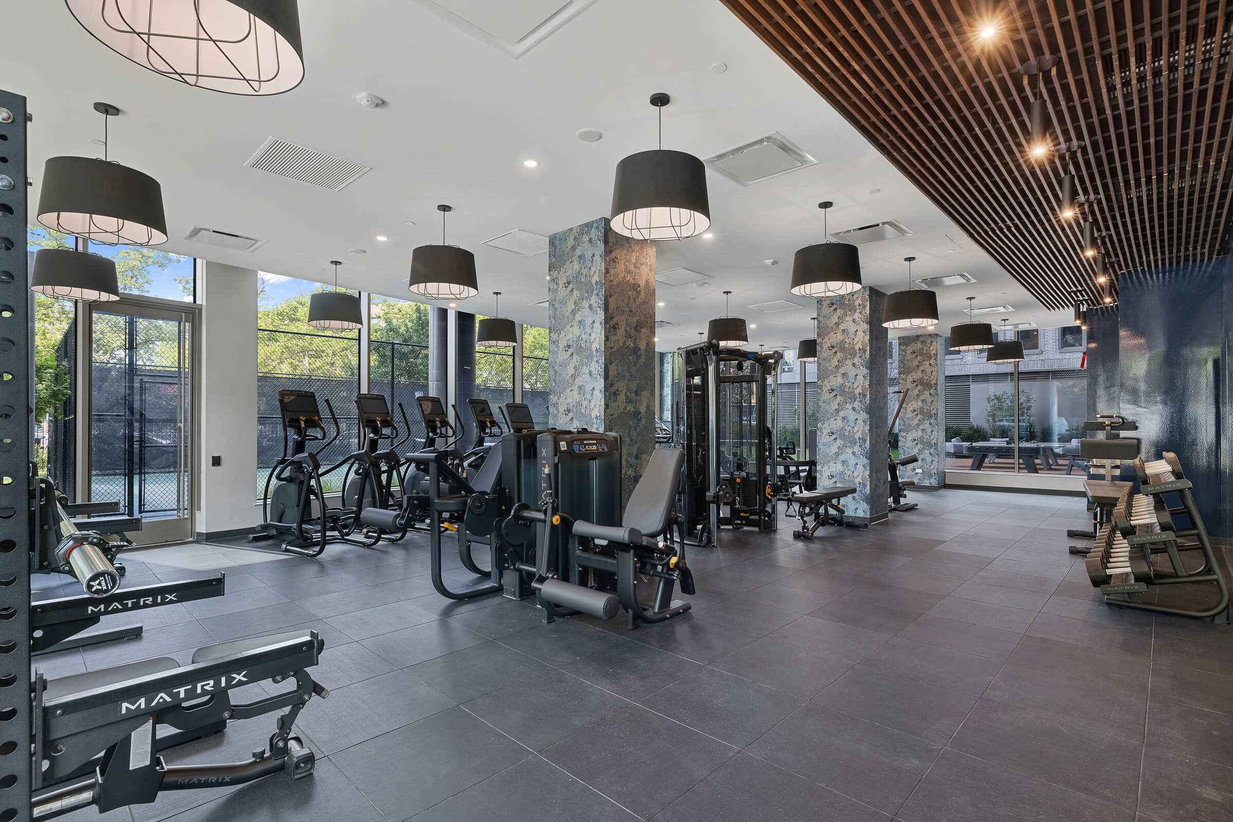 State-of-the-art fitness center at Greenpoint Central apartments