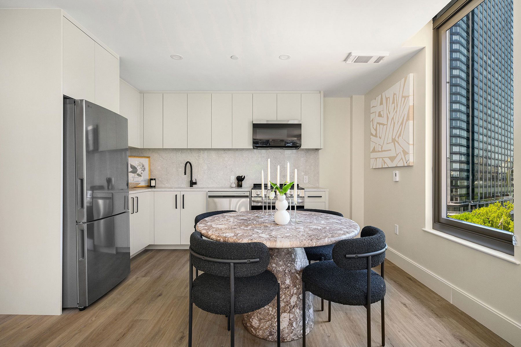 Modern apartment interior with high ceilings at Greenpoint Central